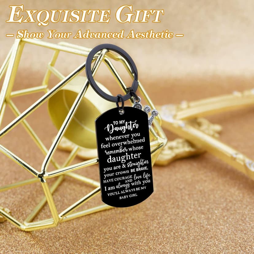 Daughter Gifts From Mom Dad To My Badass Daughter Keychain Valentines Day Gifts for Daughters Birthday Gift For Step Daughters Her From Mother Father Mothers Day