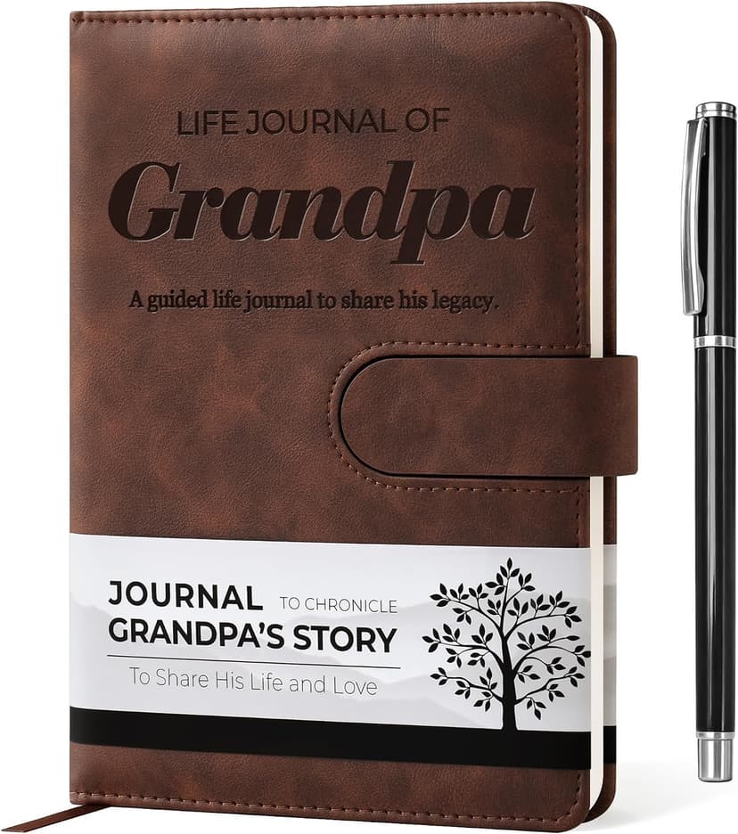 Grandpa I Want to Know Your Life Story Leather Journal (Hardcover): A Grandpa's Memory and Keepsake Guided Legacy Journal - Birthday Gifts for Grandpa - Ideal Gifts for Fathers Day from Granddaughter Grandson B0FQP2NQT7