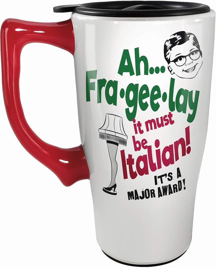 Spoontiques - 12815 Spoontiques A Christmas Story Leg Lamp Ceramic Travel Mug, 18 ounces, White