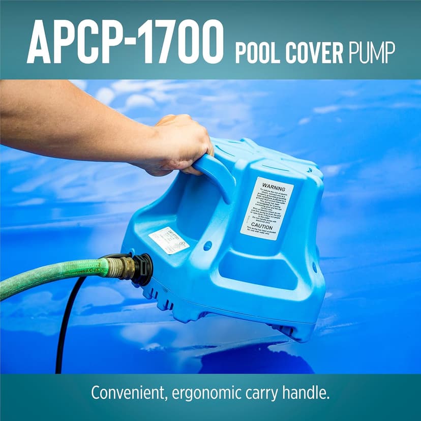 Little Giant APCP-1700 115-Volt, 1/3 HP, 1745 GPH, Automatic, Submersible, Swimming Pool Cover Pump with 25-Ft. Cord, Light Blue, 577301