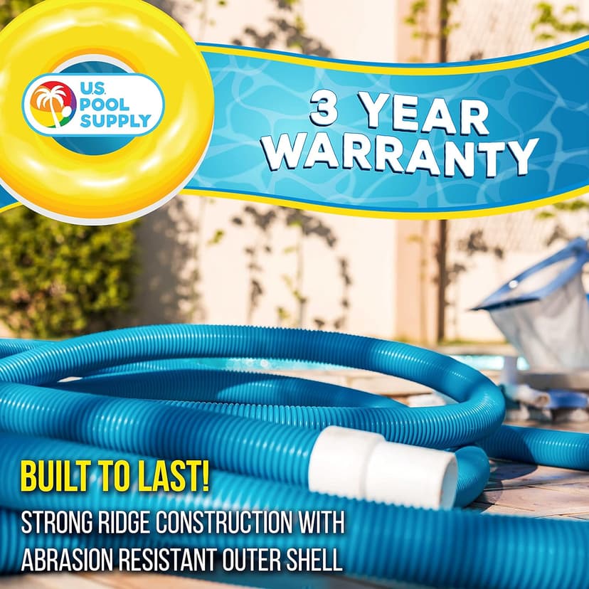 U.S. Pool Supply 1-1/2" x 25 Foot Professional Above Ground Swimming Pool Vacuum Hose with Swivel Cuff - Removable Cuff, Cut to Fit - Compatible with Filter Pumps, Filtration Systems, Chlorinators