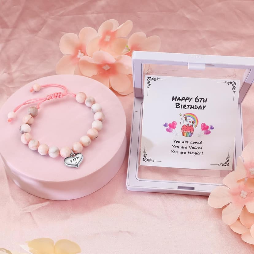 Sereney Birthday Gifts for Girls, Beaded Bracelets as 1 3 4 5 6 7 8 9 10 11 12 13 15 16 Year Old Birthday Gift, Adjustable Stone/Pearl Bracelet as Happy Birthday Gifts for Daughter Granddaughter Niece