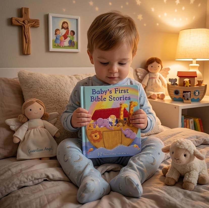 Baby's First Bible Stories Padded Board Book - Gift for Easter, Christmas, Communions, Newborns, Birthdays, Beginner Bible (Little Sunbeams)