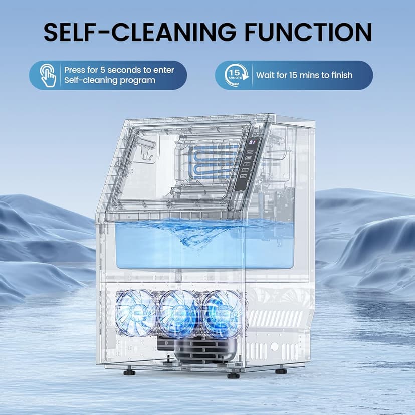 Commercial Ice Maker Machine, 80Lbs/24H Under Counter Ice Maker, Freestanding with Ice Thickness Control & Stainless Steel, 36 Cubes in 15 Mins, 28Lbs Storage Capacity, for Home, Bar, Cafe, Offices