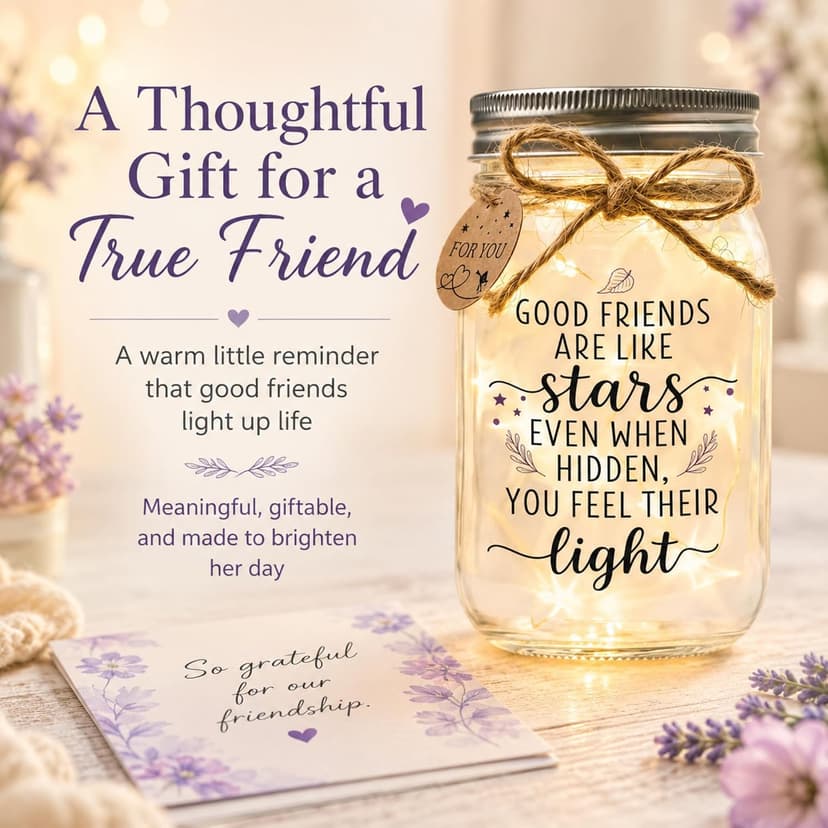 Thanksgiving & Christmas Gift for Women, Best Friend Gift for Women, Warm LED Keepsake for Birthdays and Farewells Friendship Gifts for Women, Best Friend Birthday Gifts Mason Jar Light B0FMD5RWXY