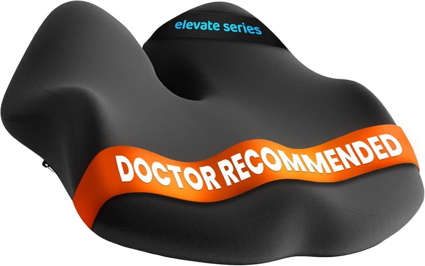 Elevate Series by Everlasting Comfort Doctor Recommended Memory Foam Seat Cushion for Office Chairs & Car - Ergonomic Desk Accessories - Cushions for Tailbone Pain Relief (Charcoal Black, Large)