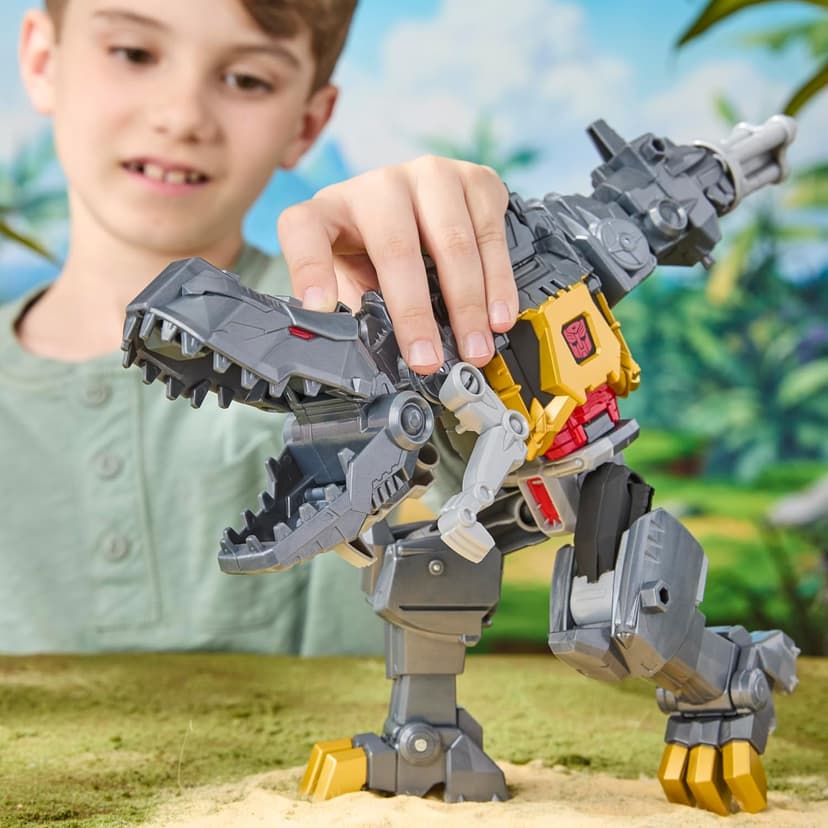 Transformers Cyberworld Grimlock Chomp & Battle 9-Inch Action Figure, Quick Change to Dino Mode, Robot Toys for Boys & Girls 6+ Years
