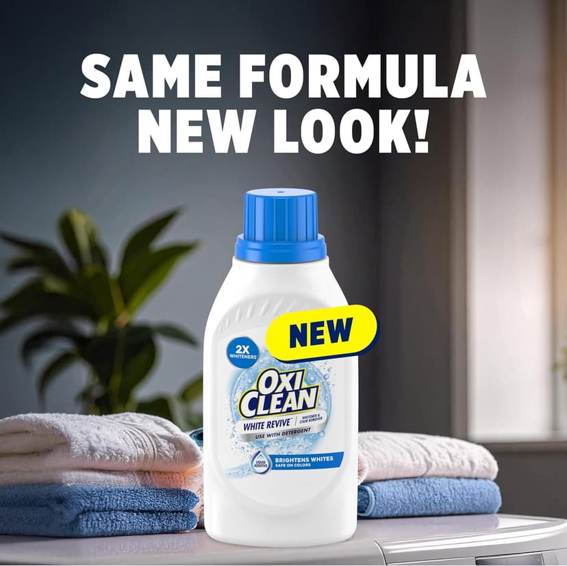 OxiClean White Revive Whitener & Stain Remover Liquid Additive, Water-Activated Oxygen Bleach for Laundry, 45 fl oz