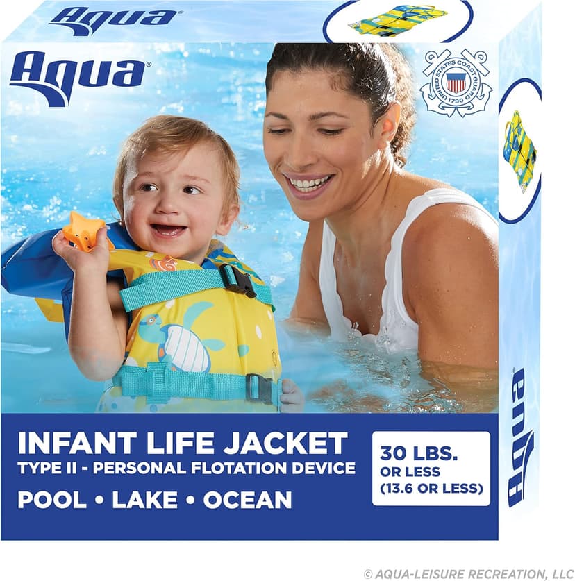Aqua Oceans 7 Life Jacket for Kids - US Coast Guard Approved Life Vest for Infant, Child & Youth Boys and Girls, Open-Side PFD for Boating, Swimming & Water Sports