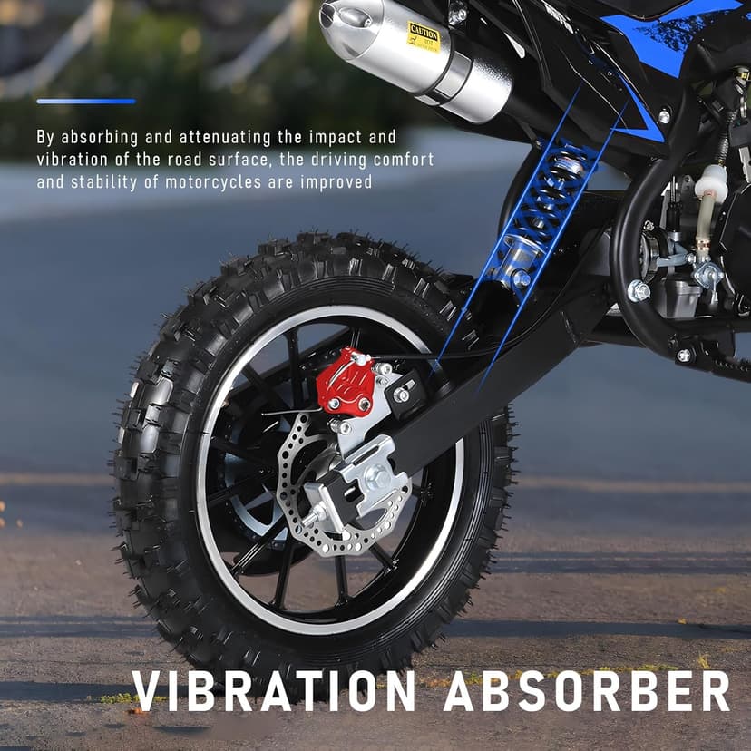 50CC Dirt Bike, 2-Stroke Kids Dirt Bike with 10-Inch Off-Rode Tire, Mini Bike with Front and Rear Disc Brake, Up to 25 Mph, Mini Bikes for Kids 8-14 Weight Support Up to 330 LBS Blue