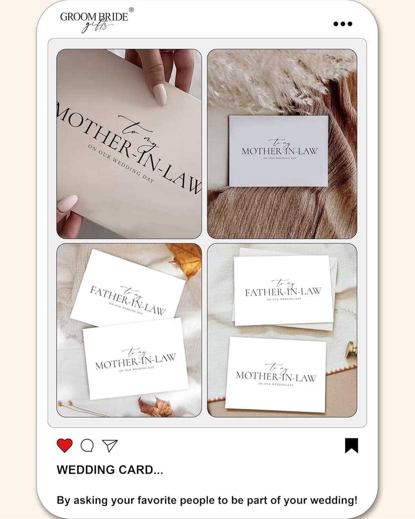 Set of 2 Parents In-Law Wedding Cards, For Bride/Groom's Parents, To My Father/Mother In-Law On Our Special Day B0D3XNR98R