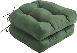 IPYNBAP Outdoor Chair Cushions Set of 2, Patio Chair Cushions with Ties, 19x19+5” Tufted Outdoor Seat Cushions, Waterproof Patio Furniture Cushions, Outdoor Dining Chair Pads, Forest Green