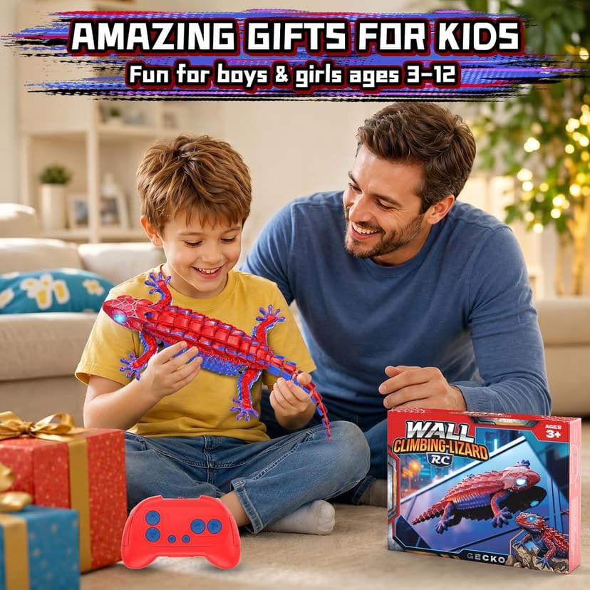 360° Rotating RC Stunt Car with Light, Wall Crawler Lizard Toys for 3-12 Year Old Boys Girls Kids Toys RC Wall Climbing Gecko, Rechargeable Remote Control Robot for Kids B0GYWVLG6M