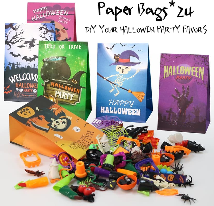 306 PCS Halloween Party Favors Bulk, Halloween Goodie Bags Fillers for Trick or Treat, Stocking Stuffers, Halloween Treats Non Candy Carnival Treasure Box Classroom School Kids Adults Prizes Gifts