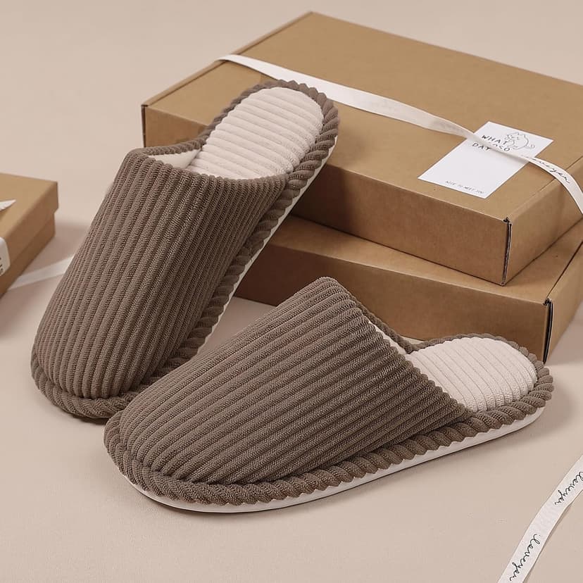 sinceslim Memory Foam House Slippers for Women Indoor Slippers with Non-Slip Rubber Sole Close Toe Slip On Cotton Slippers