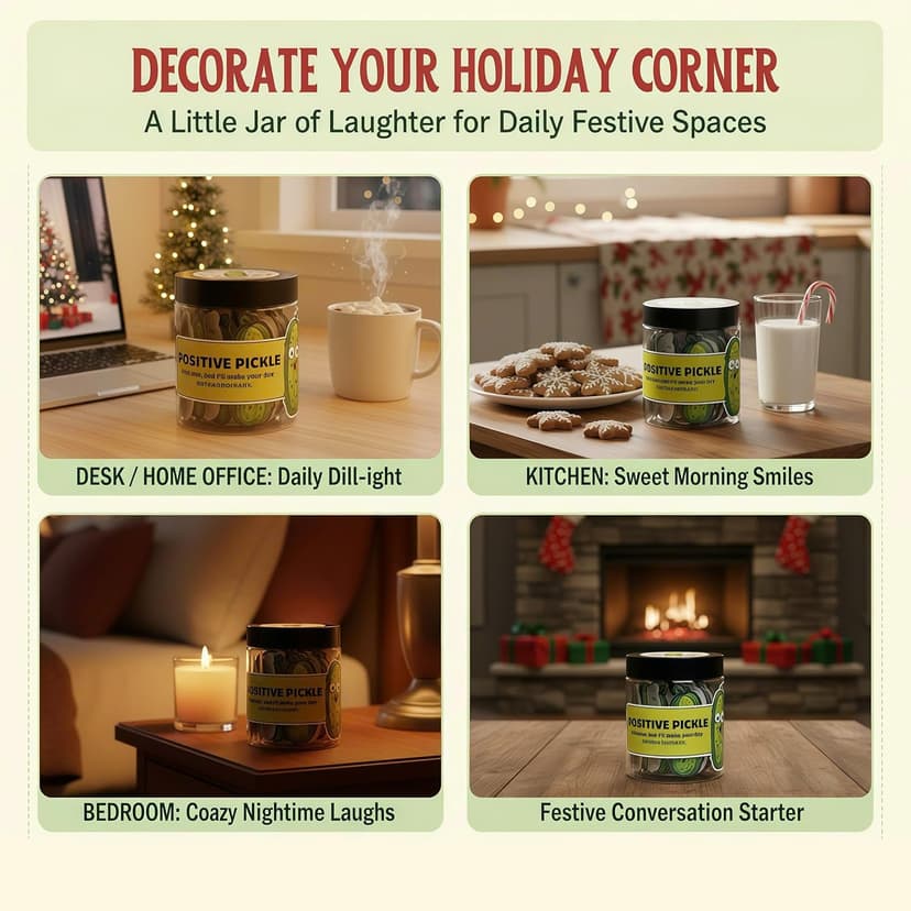 60 Positive Pickle Cards Jar, Stocking Stuffers, Xmas Christmas White Elephant Gifts for Teenage, Women, Adults, Mom, Teachers, Sisters, Friends, Teen Girl Gifts Trendy Stuff