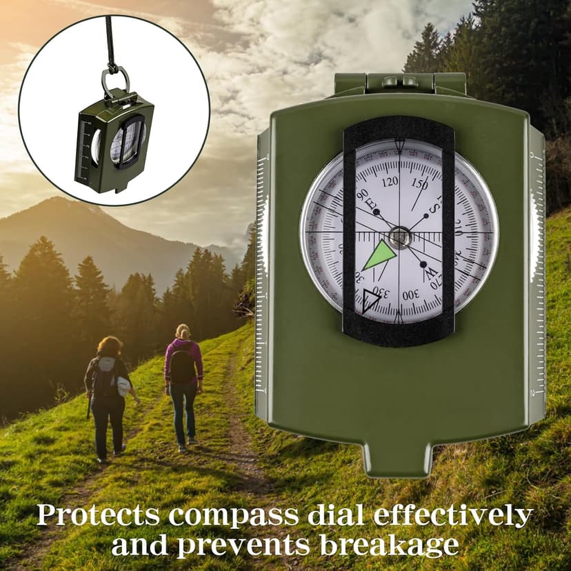 Compasses，Hiking Compass for Survival with ，Waterproof Durable and Pocket-SizedTactical Survival Compass with Lanyard，Climbing Biking Exploring Geology, Outdoor Activities