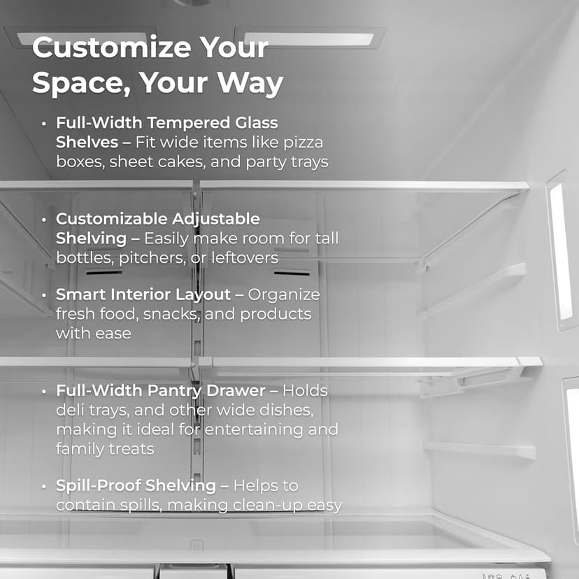Kenmore 36" French Door Refrigerator with Freezer - Accela Chill, Adjustable Shelving, Dual Evaporator, ENERGY STAR Certified, 28.6 cu. ft. Capacity - Fingerprint Resistant Stainless Steel