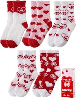 Womens Fuzzy Socks Warm Fluffy Cozy Winter Slipper Thick Fleece Heart Socks 5 Pairs B0DK1SNMFD