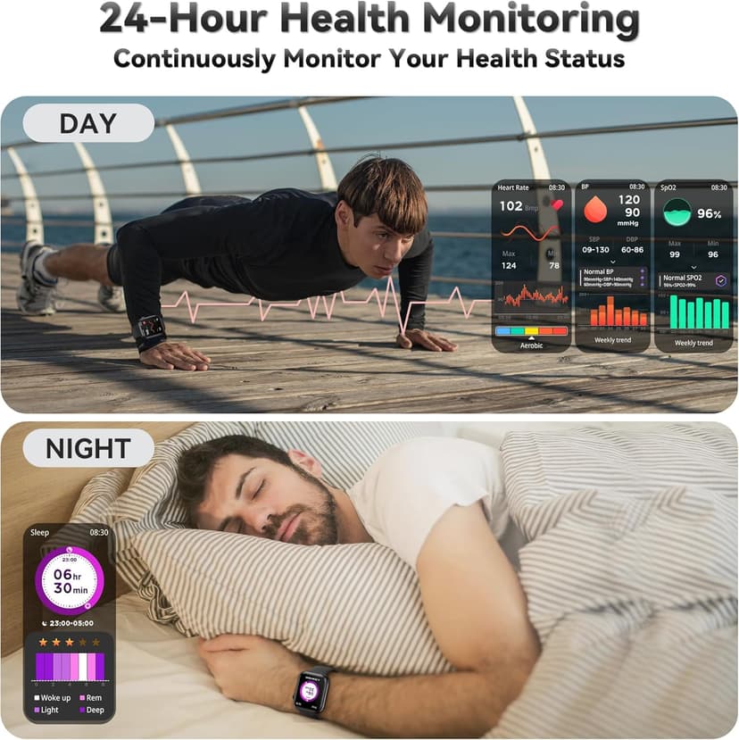 Smart Watch for Men Women(Answer/Make Call), 1.83" Fitness Watch with Heart Rate/Blood Pressure/Blood Oxygen, Pedometer, Sleep Tracker,120+ Sport Modes, IP68 Waterproof Fitness Tracker for Android iOS