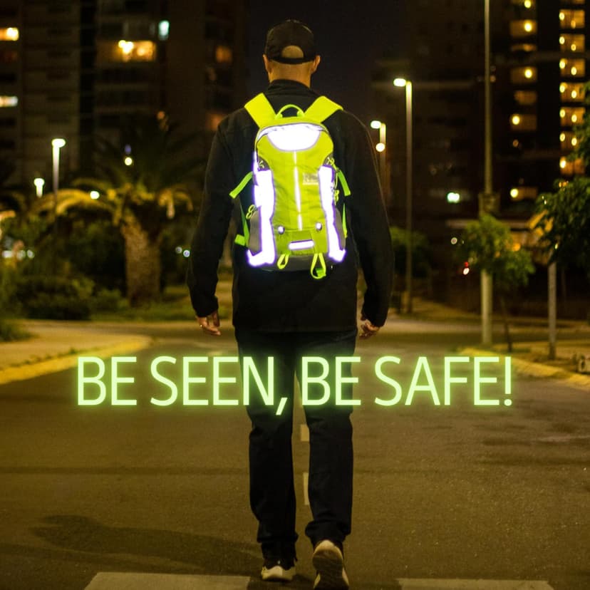 Reflective Motorcycle Backpack – Hi Viz EDC Commuter Bag for Riders, Night Travel, and Daily Use with Helmet Holder, Laptop Compartment, Ventilated Back, Urban Gear (green backpack)