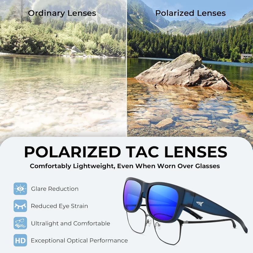 KastKing Chariton Fit-Over Polarized Wrap Around Over Sunglasses for Men and Women, Ideal for Driving Fishing Cycling Running