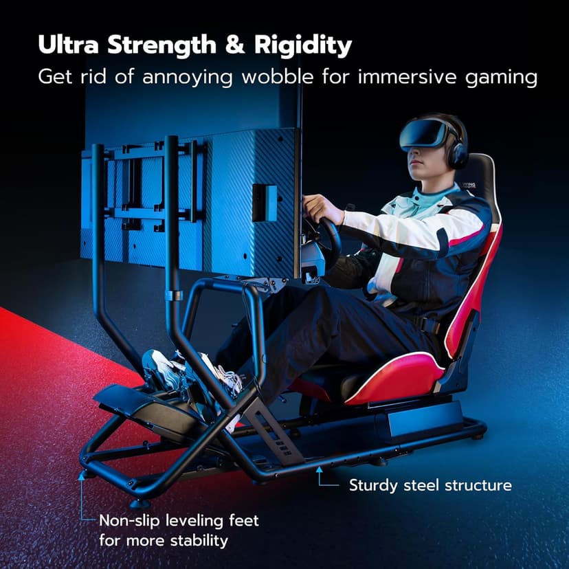 ARES WING Racing Simulator Cockpit with Monitor Mount and Seat, Formula and GT Sim Racing Cockpit Compatible with Fanatec, Thrustmaster, Logitech, Moza Racing Games on PS5, PS4, Xbox and PC