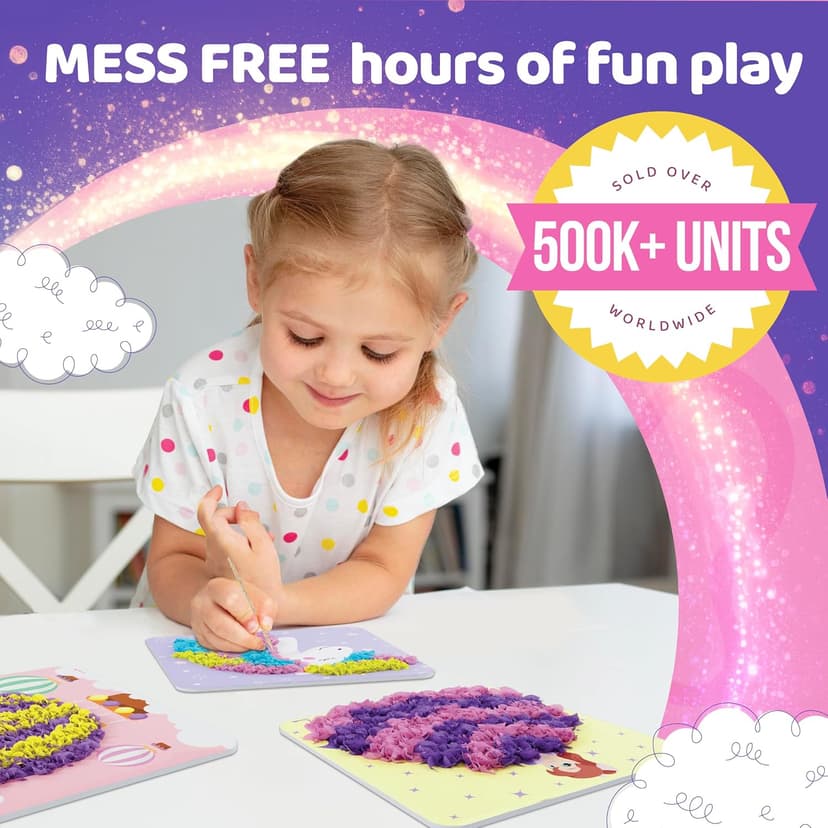 1500 fabric pieces, 6 thick boards, arts and crafts activities, birthday gift ideas, 4 5 6 7 8 years old kits, unicorn gifts Jackinthebox Poke Art Magical Flower Pressing Craft Kit for Girls, Ages 4-8 B0D839DLTL