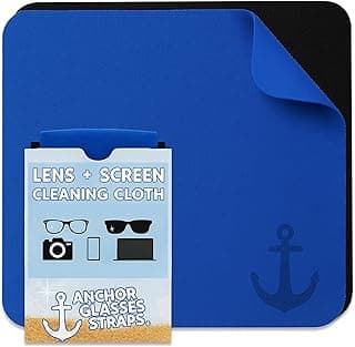 Anchor Glasses Cleaning Cloth - Ultra Soft Premium Microfiber Lens Cloths for Eyeglasses, Camera, Cell Phone, Screens - Anti-Streak, No Scratch Eye Glasses Cleaner Wipes - 3 Pack (2 Black, 1 Blue)