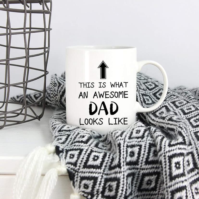 5Aup Christmas Gifts Funny Dad Coffee Mug, This Is What an Awesome Dad Looks Like, 11Oz Novelty Cups from Child Daughter Son Kids, Birthday Gifts for Father Husband Men