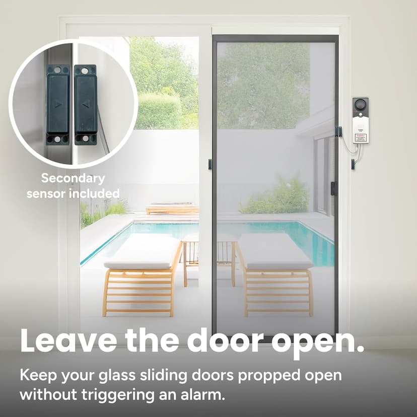 Techko S189 Ultra Slim Safe Pool Alarm for Kids, ETL Listed UL 2017 Compliant, Indoor/Outdor Weather Resistant, 110db Loud Alarm with 2X Bypass Buttons, Gray, 1Count