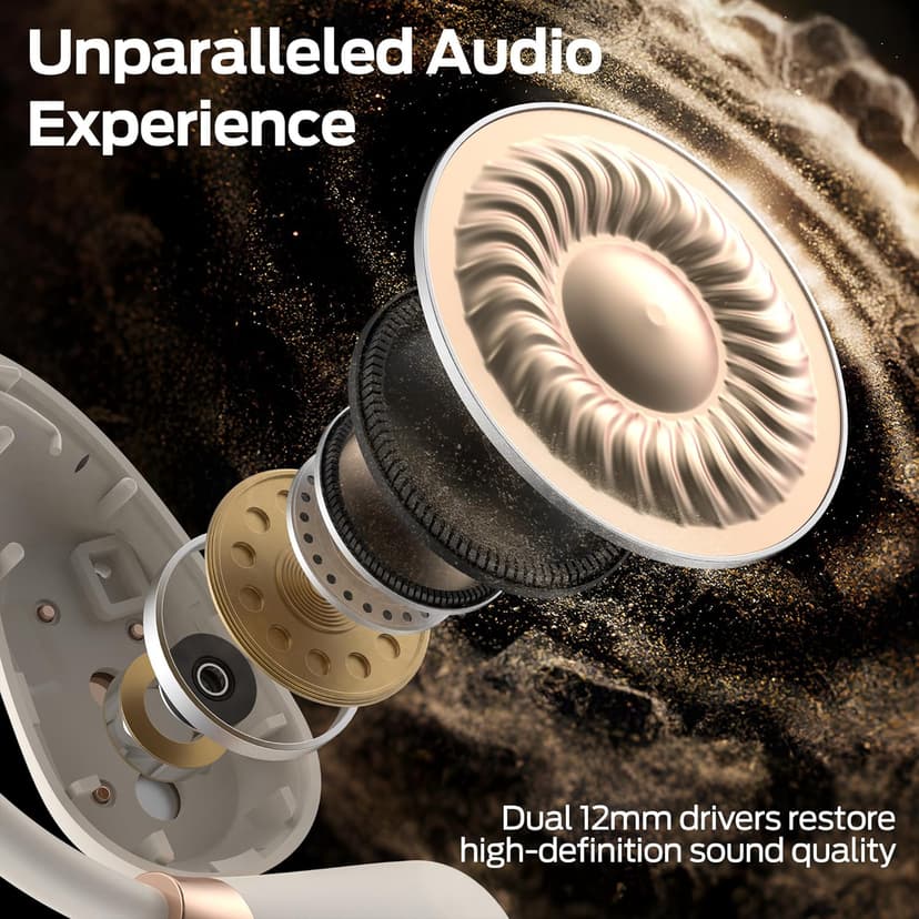 Monster Open Ear AC210 Headphones, Bluetooth 5.4 Earphones Stereo Sound,30 Hours Playback, Type-C Charging, HD Clear Calls, IPX5 Waterproof Open Ear Earbuds,Rose Gold