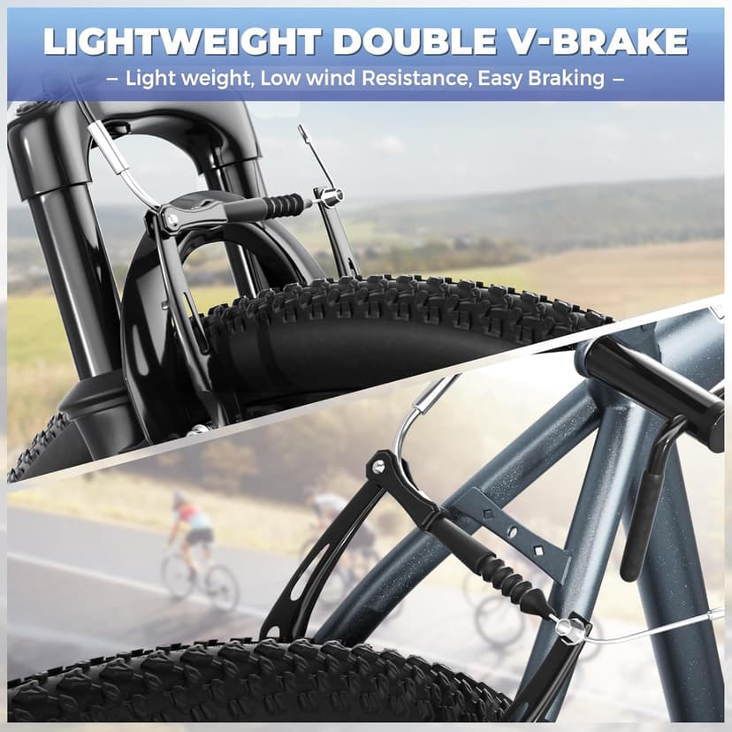 26 inch Mountain Bike 7/21 Speeds Lightweight Cycling Bicycles, Dual Disc/V Brake,Bicycle for Men and Women, Adult Bike, Road Bike