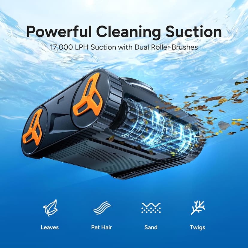 iGarden Robotic Pool Cleaner KN Series, 210-Min Runtime, Smart 3D Navigation, Full-Inverter Energy-Saving Tech, Cleans Floor, Wall & Waterline, for Above-Ground & Inground Pools, Matte Black