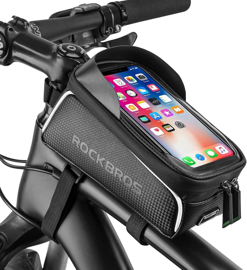 E-Bike Accessories for Men Women Compatible Phone Under 7” Straps Fit All Frames ROCKBROS Bike/Bicycle Phone Front Frame Bag, Waterproof, Tube Cycling Pouch B079QKP848