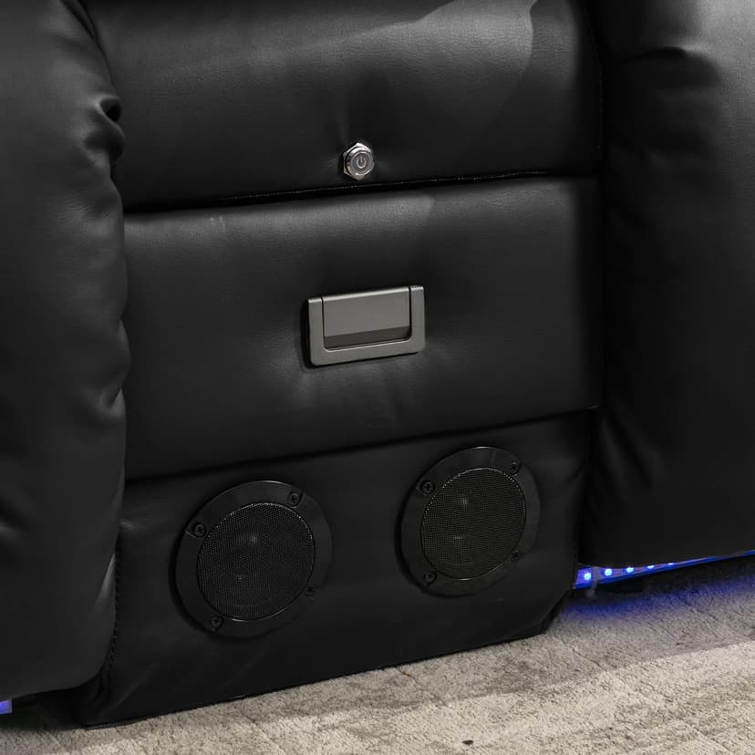 URRED Power Loveseat Recliner Sofa with Massage and Heat, Wall Hugger Reclining Loveseat with Console, RV Couch Home Theater Seating with LED Lights for Living Room (Black, 67" - 2 Seats)
