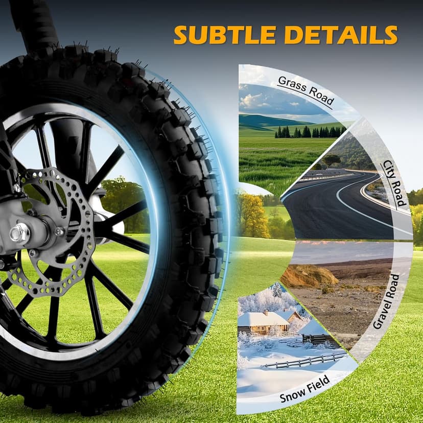 50cc Kids Dirt Bike, 2-Stroke Gas Powered Mini Motorcycle Up to 40MPH, Off-Road Dirt Bike for Kids 8-14 with Front Rear Disc Brakes, Double Shock Absorption (Black)