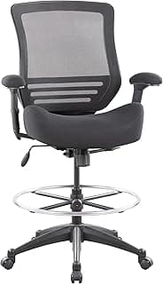 BOLISS 400lbs Mid Back Mesh Ergonomic Drafting Chair for Standing Desk Office Wide Chair Built-in Lumbar Support Big Adjustable Foot Ring Height Adjustable Armrest (Black)