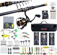 Goture Fishing Rod and Reel Combos,1.8M-2.7M Telescopic Fishing Pole Spinning Reel Line Lures Set with Carrier Bag,Telescopic Rod Kit for Starter Travel Saltwater Freshwater Gear Gift