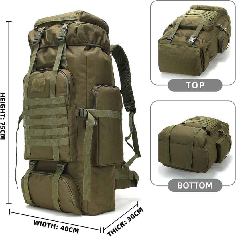 King'sGuard 70L Camping Hiking Backpack for Men Women Large Military Tactical Backpack Molle Rucksack Backpack for Outdoor