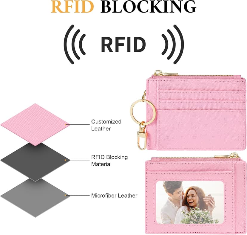 Sodsay Card Case Slim Front Pocket Wallet for Women Credit Card Holder with Keychain
