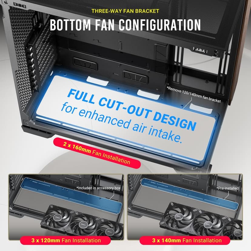 Antec C8 Wood, Fans not Included, Wooden Front Panel, Dual-Chamber Layout, Type-C, 360mm Radiator Support, Seamless TG Front & Side Panels, RTX 40 Compatible, Full-Tower E-ATX PC Case