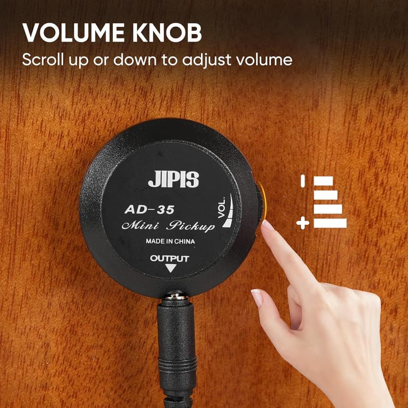 Universal Acoustic Guitar Pickup for Guitar, Ukulele, Mandolin, Violin,Canjo,Kalimba, Handpan,Surface-Adhesive Piezo Pickup with Volume Control