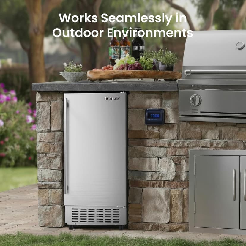 15” Under Counter Ice Maker Machine, 130 Lbs/Day with 30 LBS Storage Bin, Built-in Freestanding Stainless Steel Ice Maker with Auto-Cleaning, Smart LCD Panel, for Commercial & Home Outdoor Use