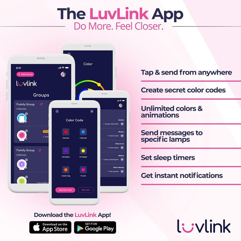 Friendship Lamps by LuvLink – No Subscription WiFi Touch Lamp for Long Distance Relationships, Couples, Friends & Family - Gift Ready (Set of Two)