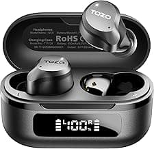 TOZO NC9 Hybrid Active Noise Cancelling Wireless Earbuds, 6 Mics ENC Clear Call, IPX8 Waterproof, in Ear Bluetooth 5.3 Headphones Stereo Bass Ear Buds 59H Playtime with LED Display 32 EQs via APP
