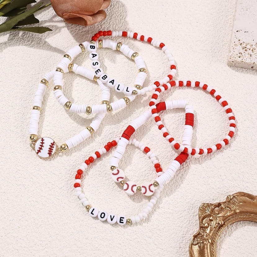 Taouzi 24 Pcs Surfer Heishi Bracelets for Women Bulk Handmade Stackable Stretch Friendship Bracelets Halloween Thanksgiving Christmas Valentines Day Jewelry Gifts for Women Men