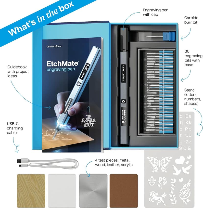 Cool Birthday Gift Ideas - Engraver Pen Tool - Teen Boy Gifts - Unique Gifts for Women, Teenage Girl - Craft Kits for Adults EtchMate Engraving Pen for Metal, Wood, Glass, Plastic & All Materials B0FRNNZZZH
