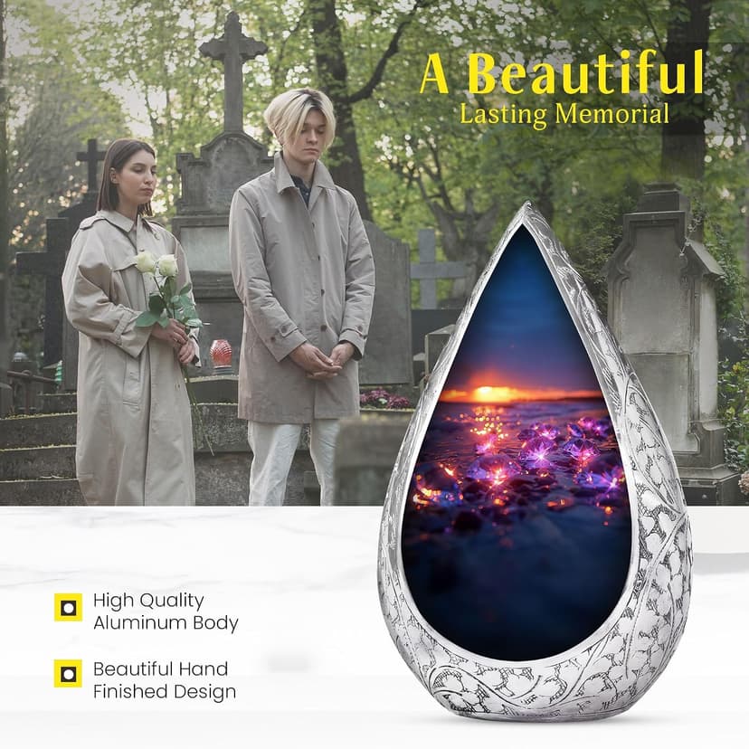 Diamond Memorial Burial Urn for Adult Ashes Male & Female - Black Cremation Funeral Urns for Human Ashes Father & Mother - 3 Inch Small Urn for Decorative B0FG87J4WJ