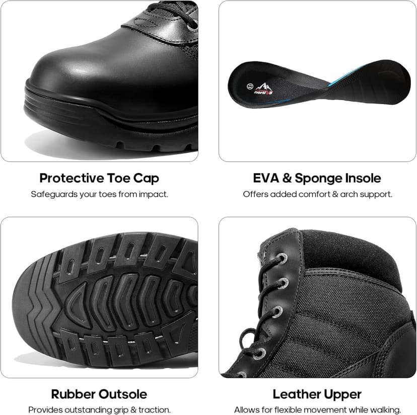 NORTIV 8 Men's Waterproof Tactical Work Boots Leather Outdoor Hiking Military 6 Inches Motorcycle Combat Boots